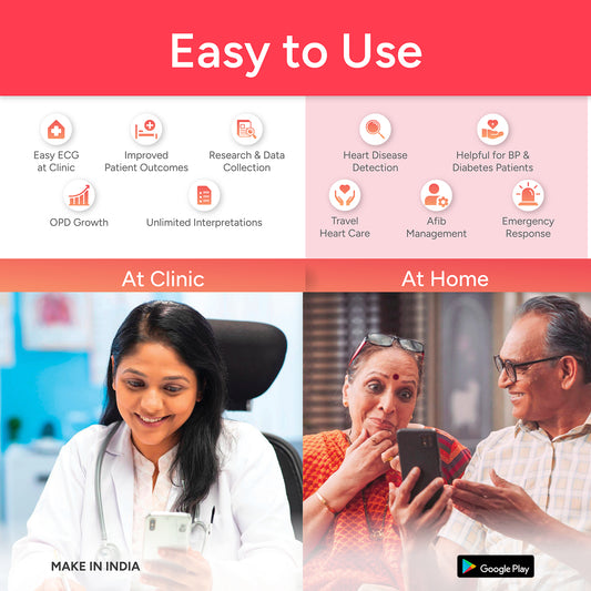 Sunfox Spandan ECG 4.0 | Portable 12-Lead ECG Machine with 20 Electrodes | Medical-Grade Heart Rate Monitor for Home & Clinic | App-Enabled ECG Device